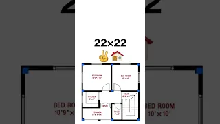 22 x 22 Ghar Ka Naksha | 22  x 22 House Plan With 2BHK | #shorts #trending #youtubeshorts