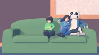 MMD Chara wants sleep with frisk and sans...