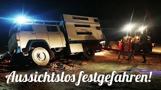 [34] Stuck in the salt lake / Rescue of our allwheel truck with MAN KAT 8x8 / Offroad camper Tunisia