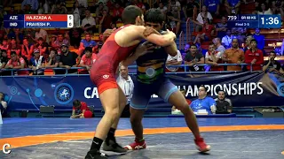 BRONZE GR - 60 kg: A. HAJIZADA (AZE) v. P. PRAVESH (IND)