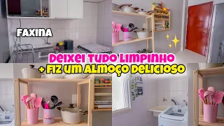 FAXINA PESADA NA COZINHA E LAVANDERIA | LAVEI TUDO + COMPREI UM ARMÁRIO + BUSQUEI AS MENINAS 😍🐶💖