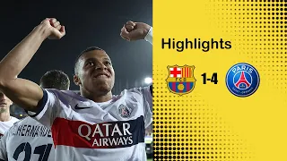 Highlights: Mbappé inspires PSG to comeback victory in Barcelona after Araújo red