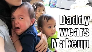 Babies Reaction to Daddy Wearing Makeup and a Wig-  ItsJudysLife Vlogs