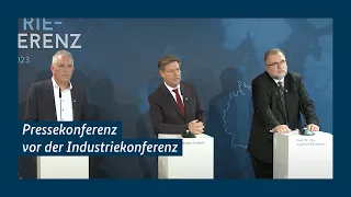Pressekonferenz vor der Industriekonferenz mit Robert Habeck, Siegfried Russwurm und Jürgen Kerner