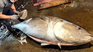 How to Cut 275KG Giant Bluefin Tuna with Spuper Sharp Knife - Taiwanese street food