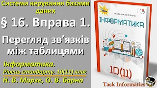 § 16. Вправа 1. Перегляд зв’язків між таблицями | 10(11) клас | Морзе