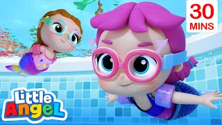Jill's Magical Mermaid Swim! | Songs for Kids! | Little Angel | Moonbug Kids - Girl Power! 🌸🌺🌸