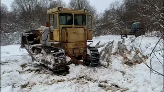 Едем в лес за дровами на бульдозере ЧТЗ Т130 Т170.