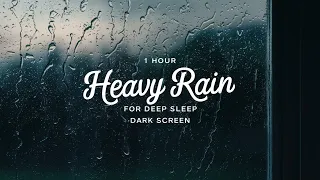 HEAVY RAIN on dark SC for Deep Sleep & Insomnia Relief | Night Thunderstorm for Insomnia, Study,ASMR