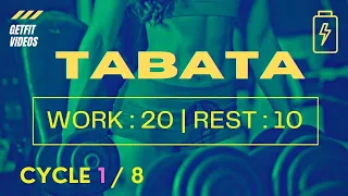 TABATA MUSIC TABATA WORKOUT Music | TABATA Cycle 1/8 With Vocal Cues (Work: 20 Secs | Rest: 10 Secs)