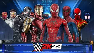 Team Iron Man vs Team Spiderman | 8-Man Tag Team Match - WWE 2K23