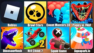 Huggy Wuggy vs FNAF 9,Roblox,Brawl Stars,Squid Game,Hill Climb 2,Count Masters 3D,Аниматроники