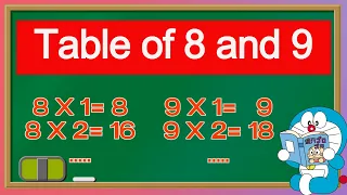 Table of 8 and 9 | 8 and 9 ka table | 8 aur 9 ka Pahada | Table of 9 | Table of 8 | 8 one ja 8 Table