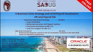 South African Oracle User Group : HR & Payroll SIG 26 June 2020