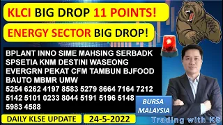 Daily KLSE BURSA Update - 24-5-2022 💥KLCI BIG DROP 11 POINTS!💥ENERGY SECTOR BIG DROP!💥 BPLANT INNO