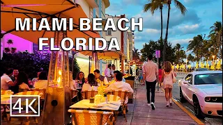 [4K]  Miami South Beach - Florida - Evening Walking Tour