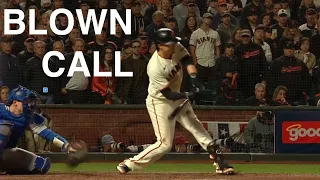 Giants ROBBED!!! Check Swing called Strike. Dodgers move on.