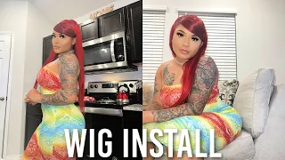 HOW TO: SUPER EASY WATER COLOR RED HAIR + 613 24" WIG INSTALL | ARABELLA HAIR