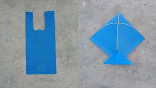 Sky Blue Shopper Ke Kite Bnane Ka Tareka How Make Kite Plastic Blue Bag Broom And Sticks 😍