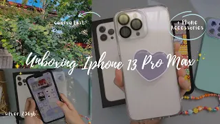 Unboxing iPhone 13 Pro Max Silver, 256gb | accessories, camera test + aesthetic ios 15 homescreen ✨