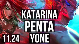 KATARINA vs YONE (MID) | Penta, 22/2/4, Legendary, 1.3M mastery, 300+ games | EUW Master | 11.24