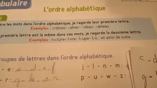 CE1/L'ordre alphabétique  exercices (Cahier  d'activite page 19)Le trésor des mots  👬👬👭👫