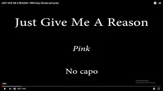 JUST GIVE ME A REASON -  PINK Easy Chords and Lyrics