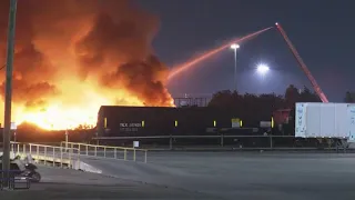 2 football fields worth of rubber, trash catches fire at recycling plant in NE Houston