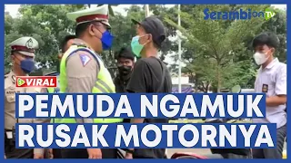 Viral Pemuda di Bandung Ngamuk dan Rusak Motornya karena Tak Terima Ditilang saat Razia Kendaraan