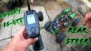 Flysky FS GT5 radio setup rear steer, budget crawler