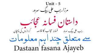 Dastan Fasan e ajayeb | Rajab Ali baig suroor | Nta Net Jrf | Urdu Exam B.A B.ED M.A MPhil Ugc Net