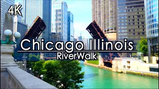 【4K】CHICAGO ILLINOIS RiverWalk Walking Tour (54 Minutes) | UHD 4k 60 | Ambient Relaxing