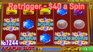 RETRIGGER and RETRIGGER!🤩 Davinci Diamonds Slot $40 A Spin, Jackpot Handpay, YAAMAVA Casino 赤富士スロット