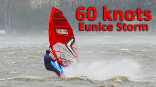 Storm Eunice 60knots gusts, 6.2 Mach4 Severne iSonic 63 Lake Challenge Wojtek Brzozowski Windsurfing