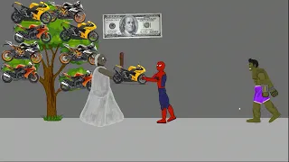 Granny vs Hulk vs SpiderMan Bike Tree Funny Animation - Drawing Cartoons 2 - Raza Animations