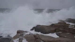 03-14-2023 Rockport, MA - High Wind Warning - Huge Waves Slam Photog - Drone