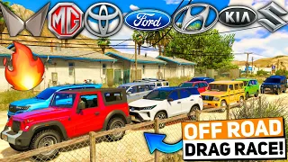 GTA 5: Modified Indian SUVs & SEDANS Cars 🔥IMPOSSIBLE OFF-ROAD DRAG RACE | GTA 5 MODS! INDIAN CARS!