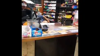 Gas station clerk out of it