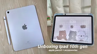 📦 Ipad 10th gen unboxing Silver 256gb + Apple Pencil + Accessories  | aesthetic ✨ASMR |