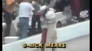 In 1981, Race car driver Rick Mears and his pit crew are engulfed by the flames of a methanol fire,