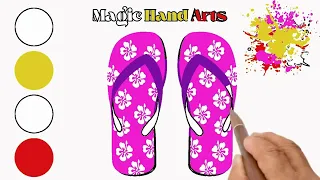 How to draw a Cute Slippers Drawing | Easy and Creative Art Work for Kids with Different Colors