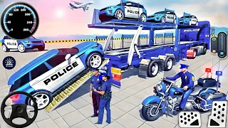 US Police Car Park Transporter Driving - Police Trailer Truck Driver Simulator 3D - Android GamePlay