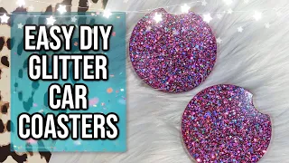 Car Coaster Tutorial | Easy DIY | resin art | epoxy resin | car accessories | Glitter