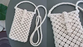 [SUB] DIY Macrame Phone bag / mini cross bag / 마크라메 핸드폰 가방 만들기