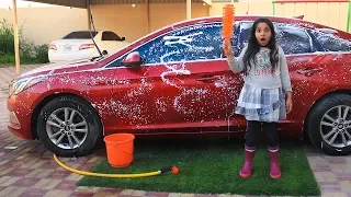 شفا تغسل سيارة ماما ! ! shfa washes car mom