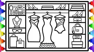 How to Draw a Fashion Closet Simple Easy Glitter Art 💜💙💚💛🧡❤️💕   Fashion Wardrobe Coloring Page