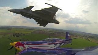Martin Šonka in very close ladder formation with JAS 39 Gripen