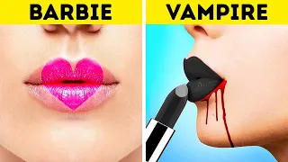COOL MAKEOVER FROM BARBIE TO VAMPIRE || Rich VS Broke Zombie! Makeover Hacks By 123GO! Genius