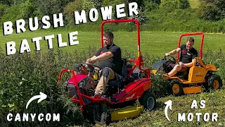 Let The BRUSH MOWER BATTLE Commence! Steep Slopes, Long Grass and Brush! AS Motor vs Canycom