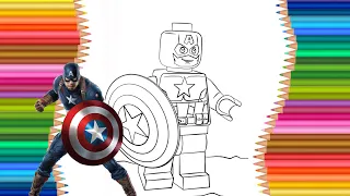 LEGO CAPTAIN AMERICA | How to Draw & Coloring Pages & Kids Songs